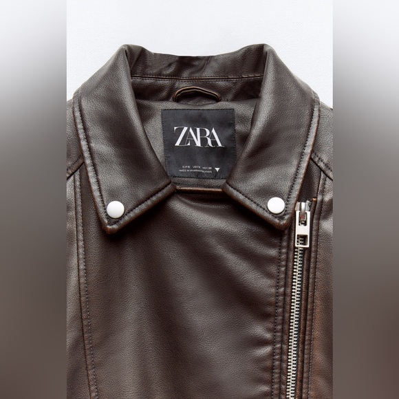ZARA WASHED FAUX LEATHER OVERSIZED BIKER JACKET - Picture 11 of 14
